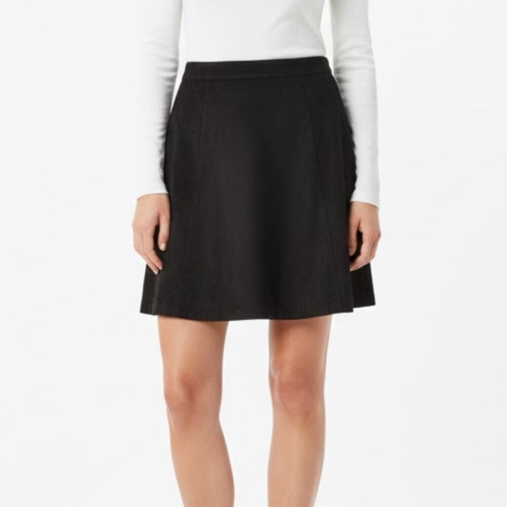 Revole Pixley High Rise A-Line High Rise Black Suede Mini Skirt 10